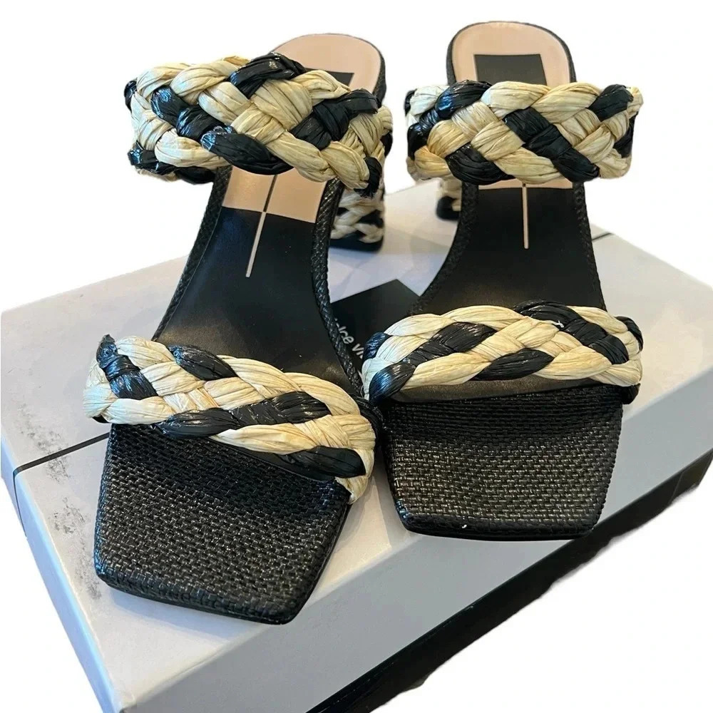 NIB Dolce Vita Paily Raffia Heels 8